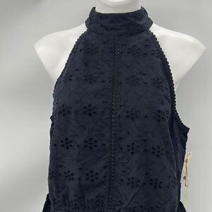 Ryegrass black eyelet halter top extra large
